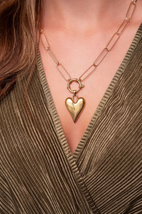 Schakelketting met groot hart bedel