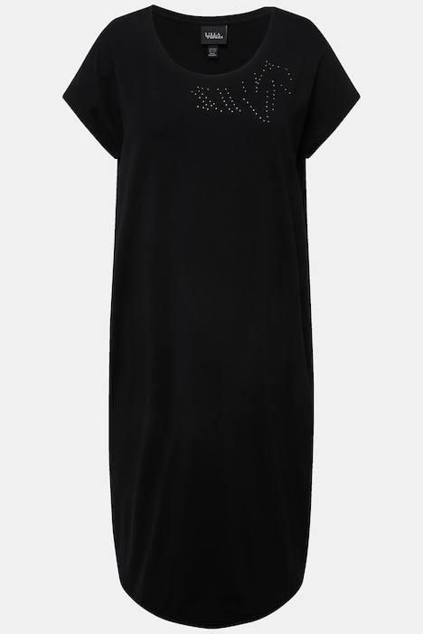 Jerseykleid, Oversized, Glitzer-Rundhals, Halbarm