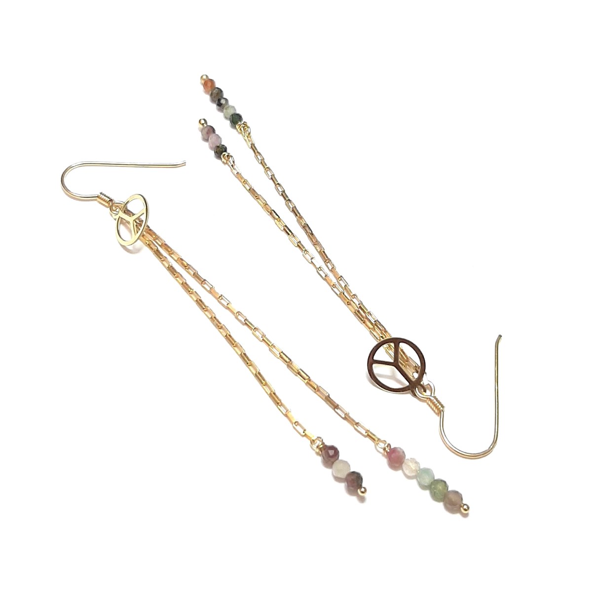 Boucles D'Oreilles Tourmaline et Argent 925 Doré Peace