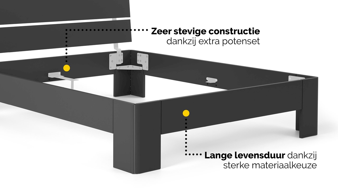 Bed Fresh met hoofdbord antraciet