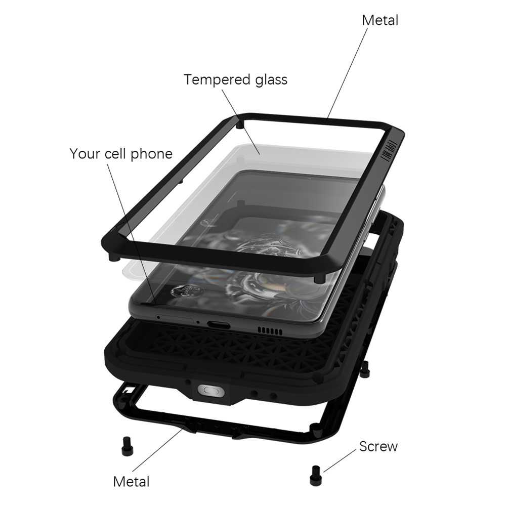 Samsung Galaxy S21 FE 5G Silikon Metall Outdoor Case   Panzerfolie - Schwarz