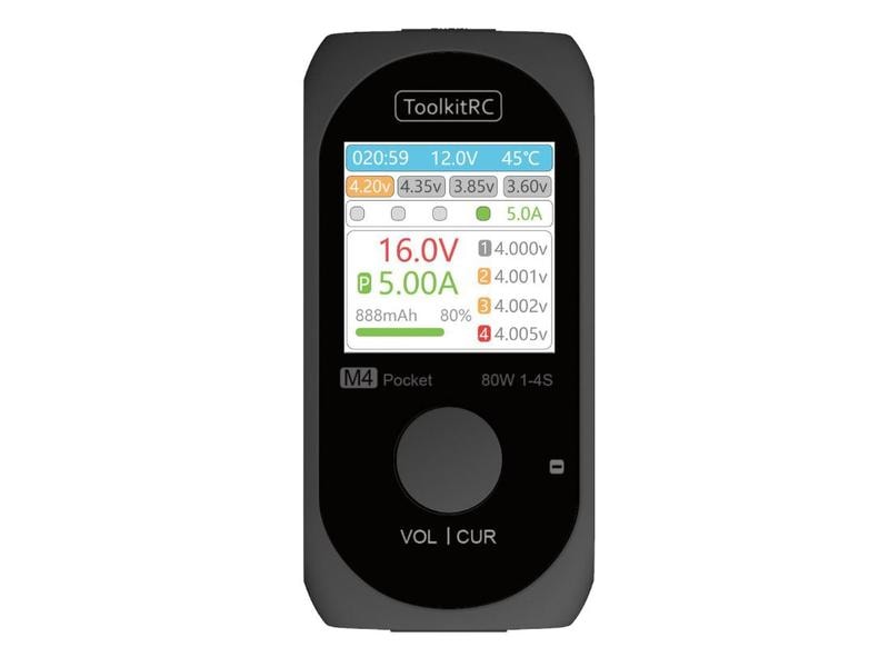 ToolkitRC Ladegerät M4 Pocket, DC, 80W, 1-4S Kompaktes Modellbau Ladegerät für LiPo, LiHv und LiFe Akkus
