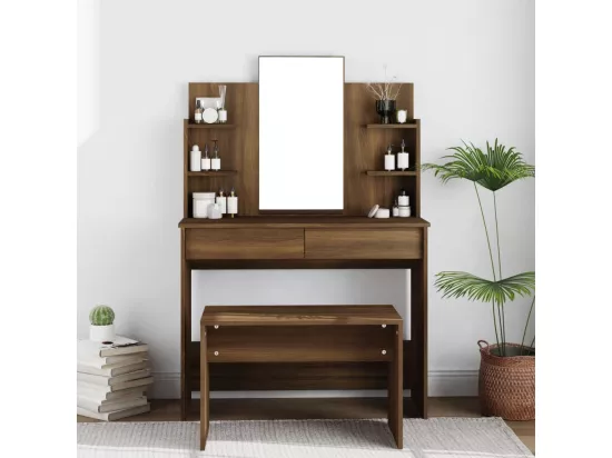 Coiffeuse avec miroir Chêne marron 96x40x142 cm