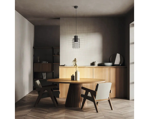 Hanglamp, 1-lichts, HxØ 110x20 cm, zwarte cilinder, zwarte buitenkant, witte binnenkant