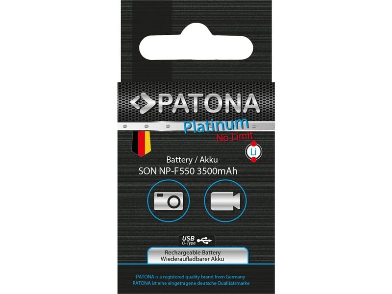 Patona Platinum Akku für Sony NP-F550, F330, F530, F750, F9 Platinum Batteriesatz für Sony