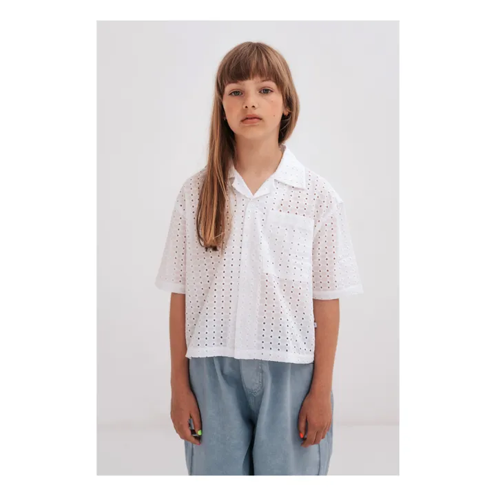 Repose AMS Chemise Cropped Coton Responsable Broderie Anglaise | Blanc