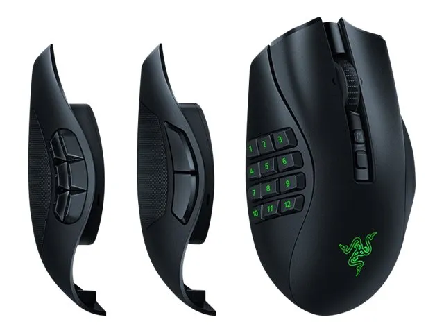 Razer Naga V2 Pro - Mus - ergonomisk - MMO, HyperScroll Pro-hjul, gaming - højrehåndet - optisk - 20 knapper - kablet, trådløs - Bluetooth, USB-C, 2.4 GHz