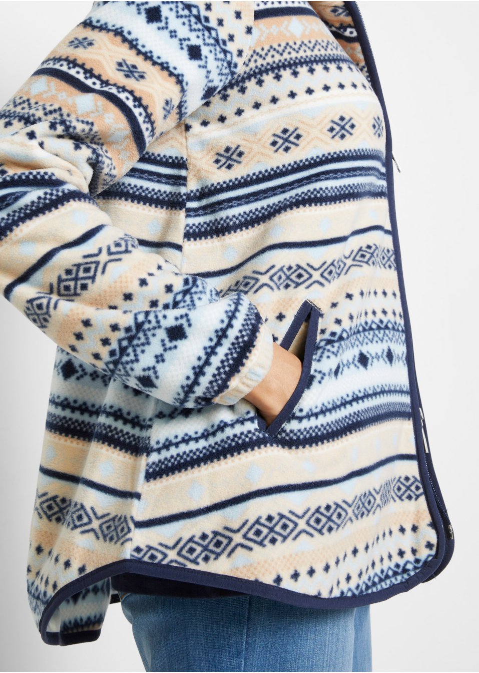 Gilet en polaire à capuche avec motif norvégien