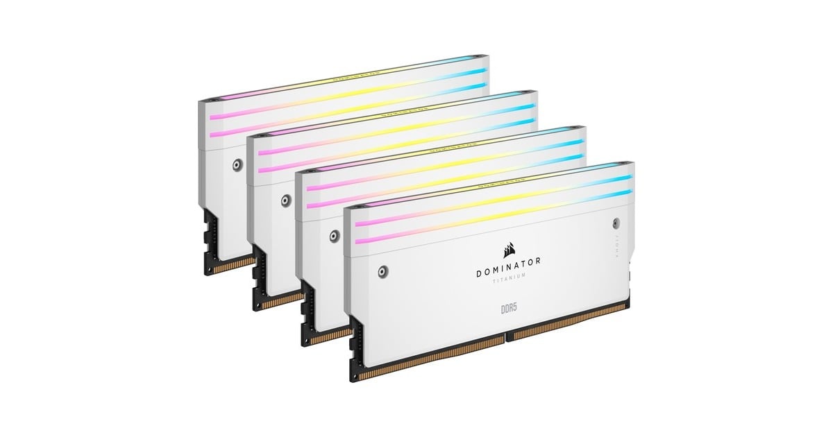 Corsair64 GB DDR5-6400 Quad-Kit werkgeheugen  (Wit, CMP64GX5M4B6400C32W, Dominator Titanium RGB, XMP)