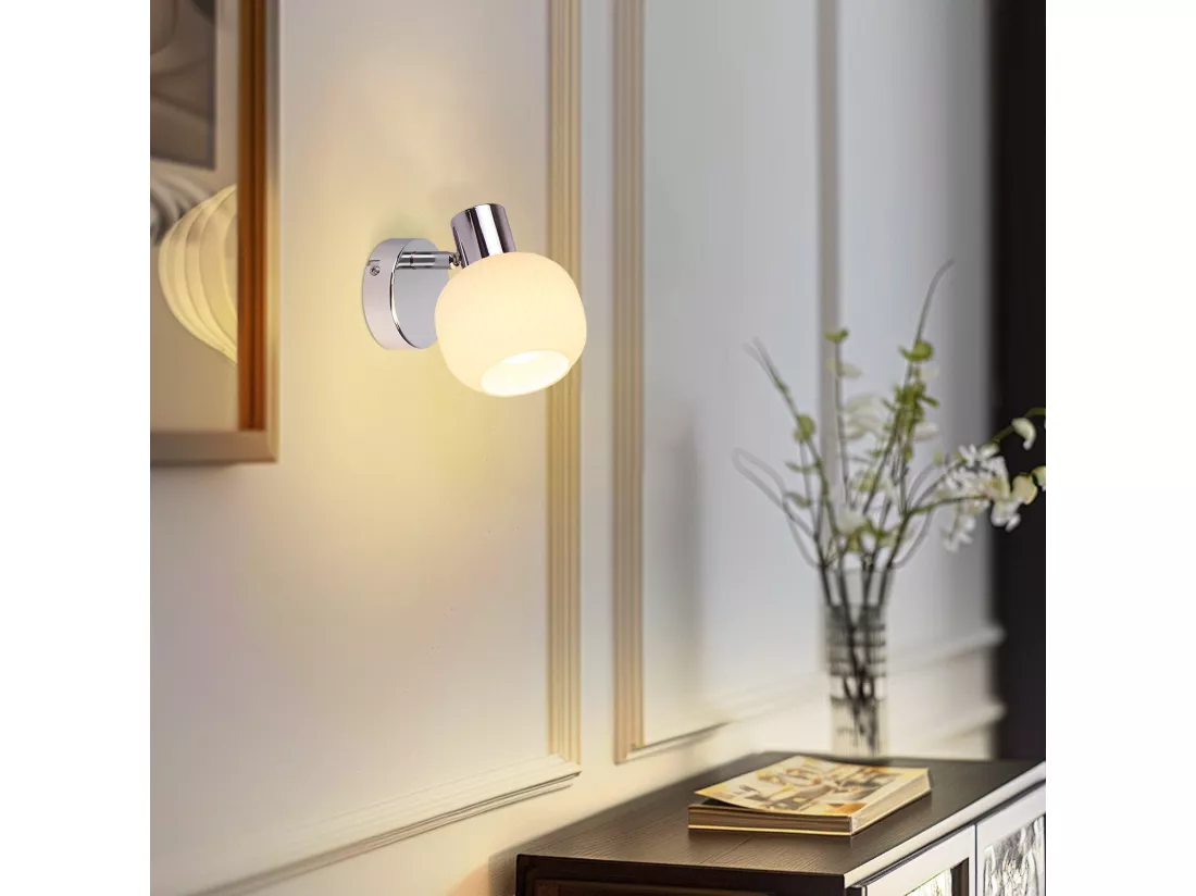 NETTLIFE Spot de plafond blanc E14 abat-jour en verre vintage d'intérieur Spot moderne pour chambre à coucher salon