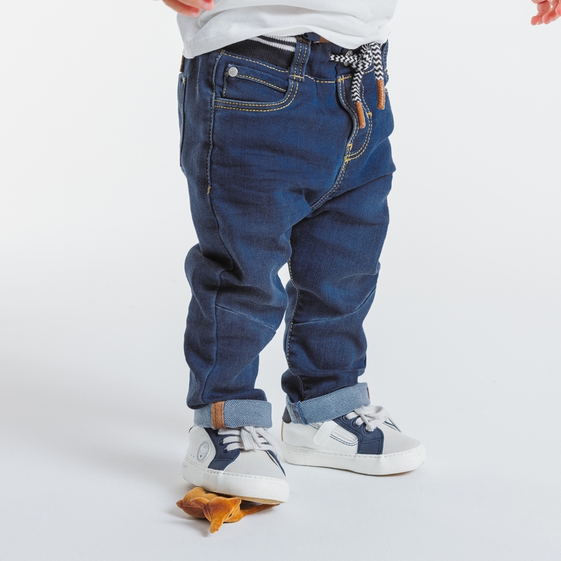 Jean knit-denim taille élastiquée bleu bébé garçon