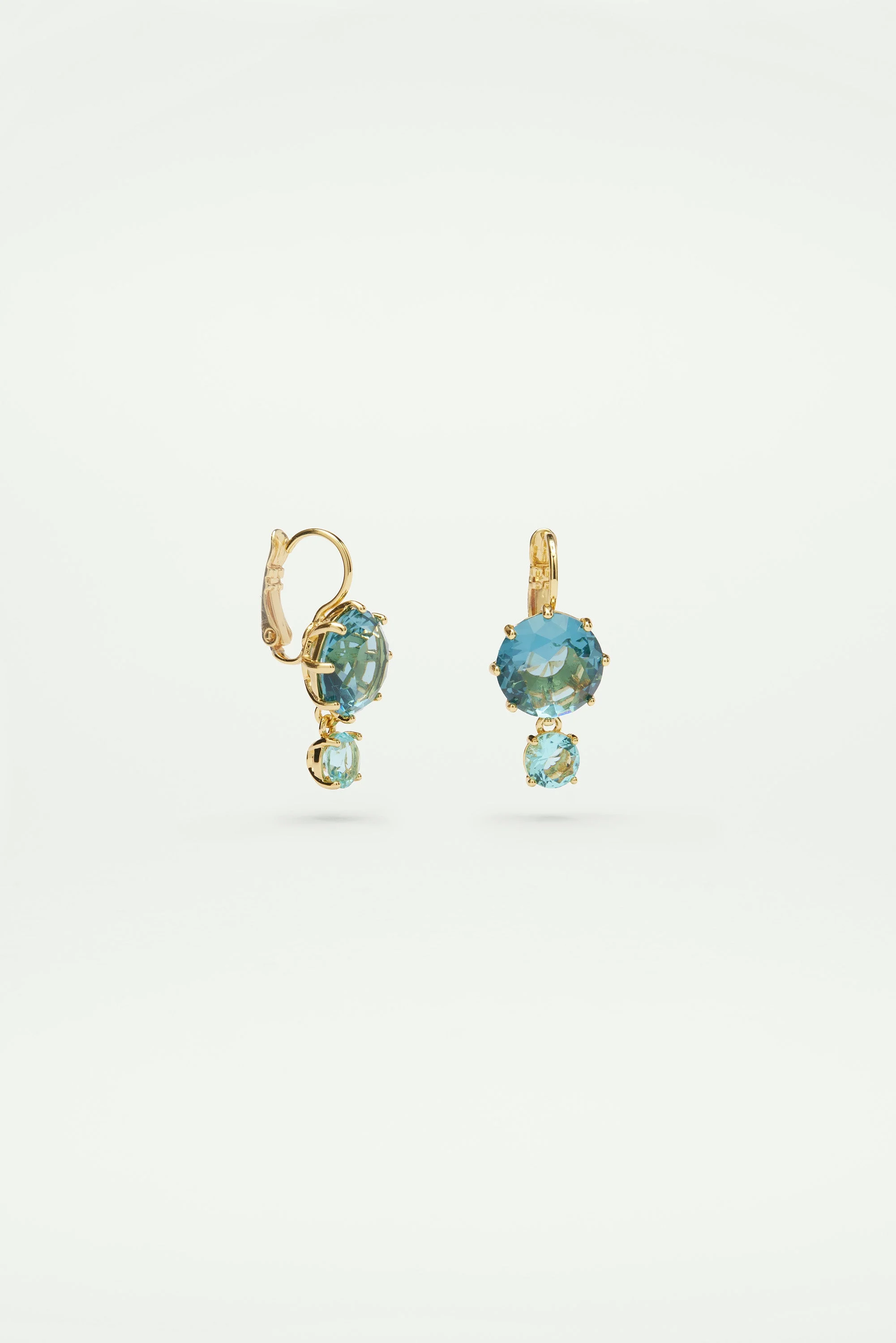 Boucles d'oreilles dormeuses pierres rondes la diamantine acqua azzura | Bleu
