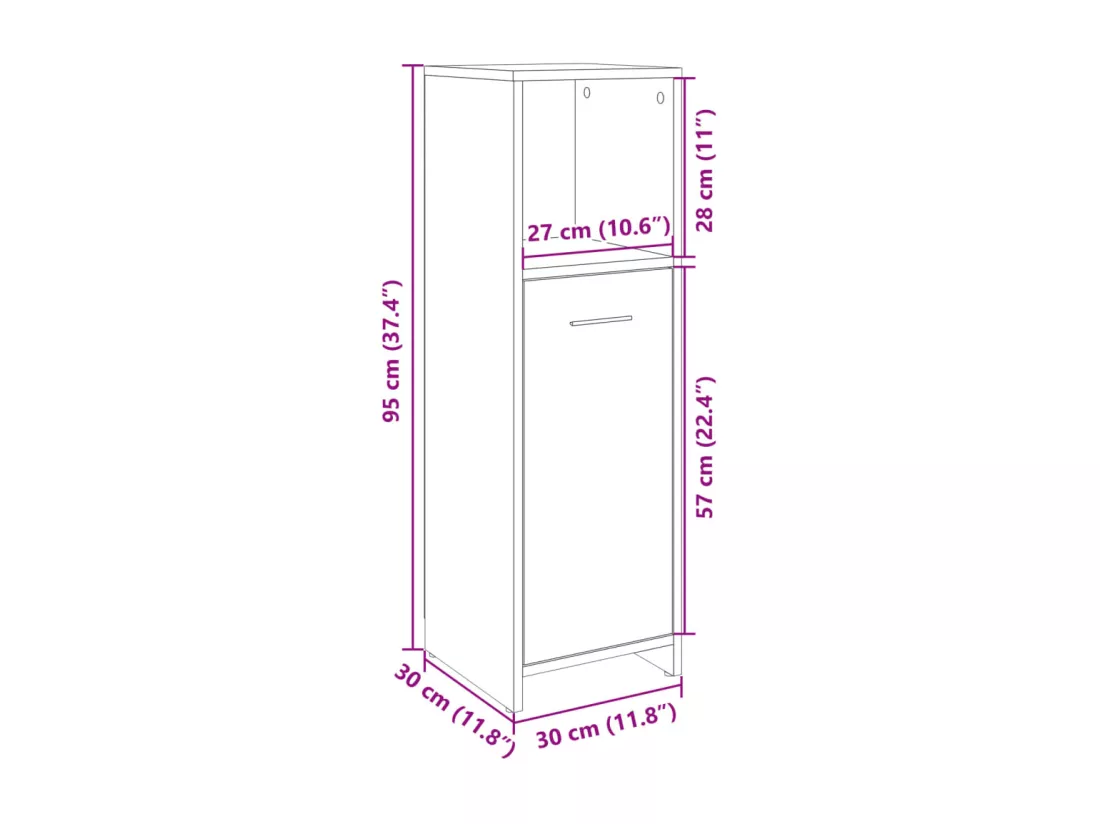 Armoire de salle de bain Chêne sonoma 30x30x95 cm Aggloméré