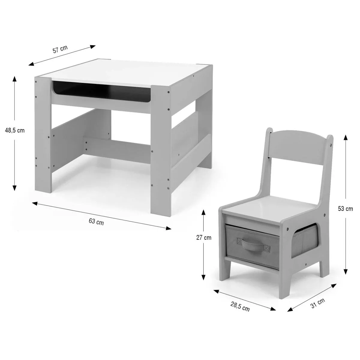 Milly Mally Table et chaises Sven - Gris
