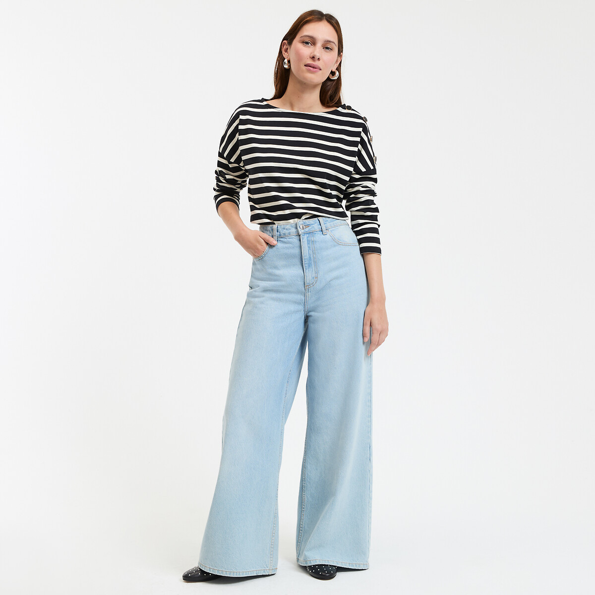 COLEÇÕES LA REDOUTE<br>Calças jeans extra grandes, cintura alta