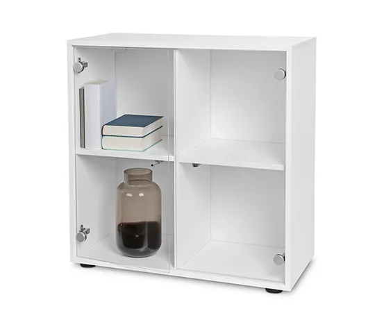 Regalmodul »Flemming«, ca. 75 x 75 cm, mit Glastüren, weiß