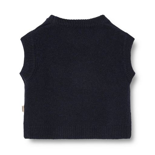 Wheat Cuba Knit Vest, Navy, 92 cm