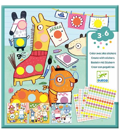 Djeco Kreativset m. Stickers - Runde Punkte