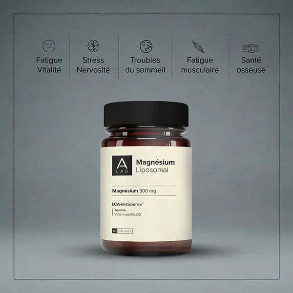 A-Lab Magnésio Lipossomal 300 mg - Estresse, Fadiga, Distúrbios do Sono - 63 cápsulas