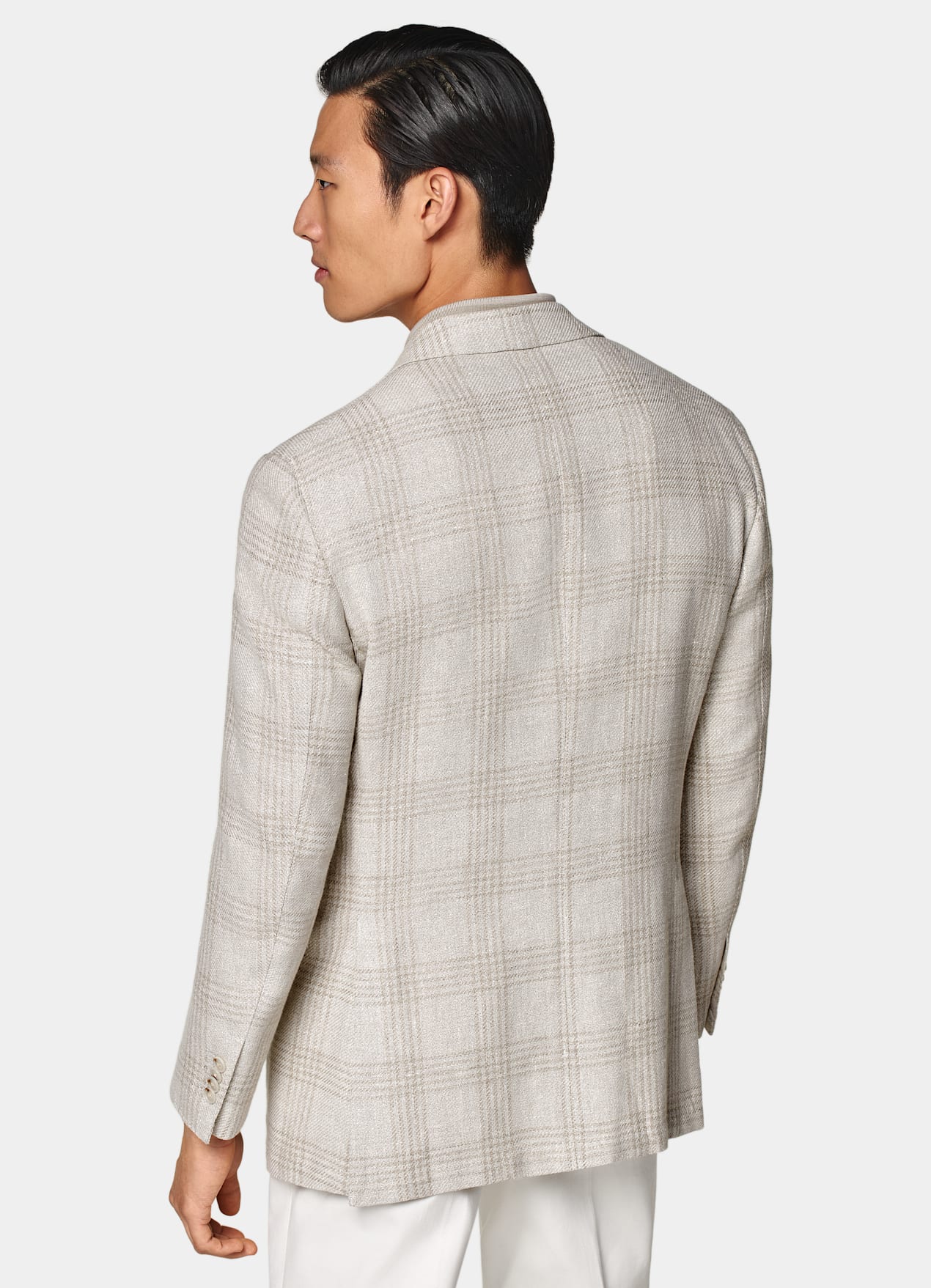Blazer Roma coupe Relaxed taupe clair à carreaux