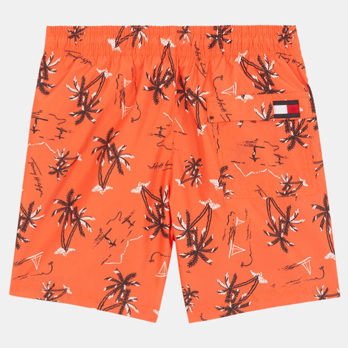 Tommy Hilfiger Short de Bain en 100% Matière recyclée Palmiers orange