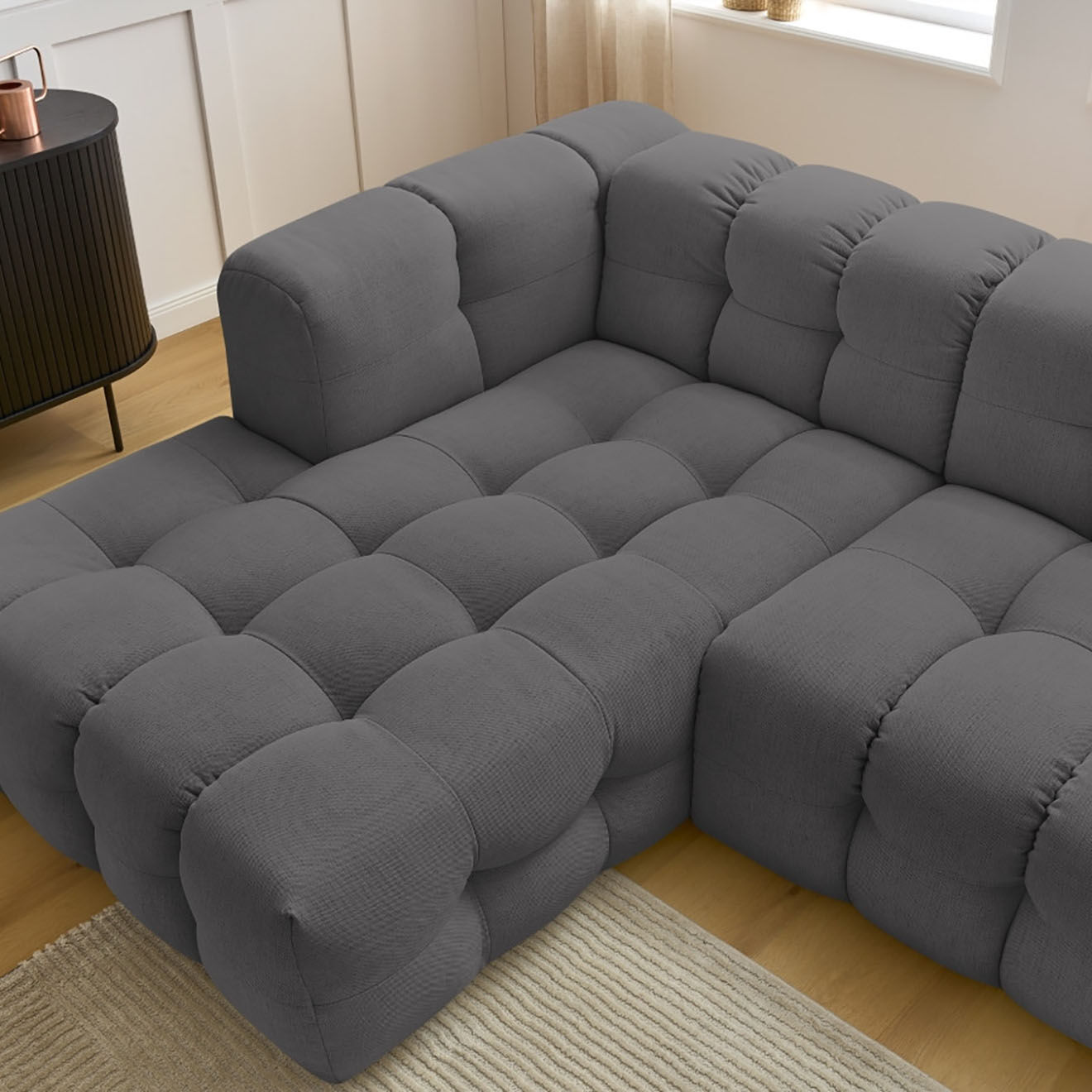 Bobochic Canapé d'angle gauche cloud gris foncé - 288x184x75 cm