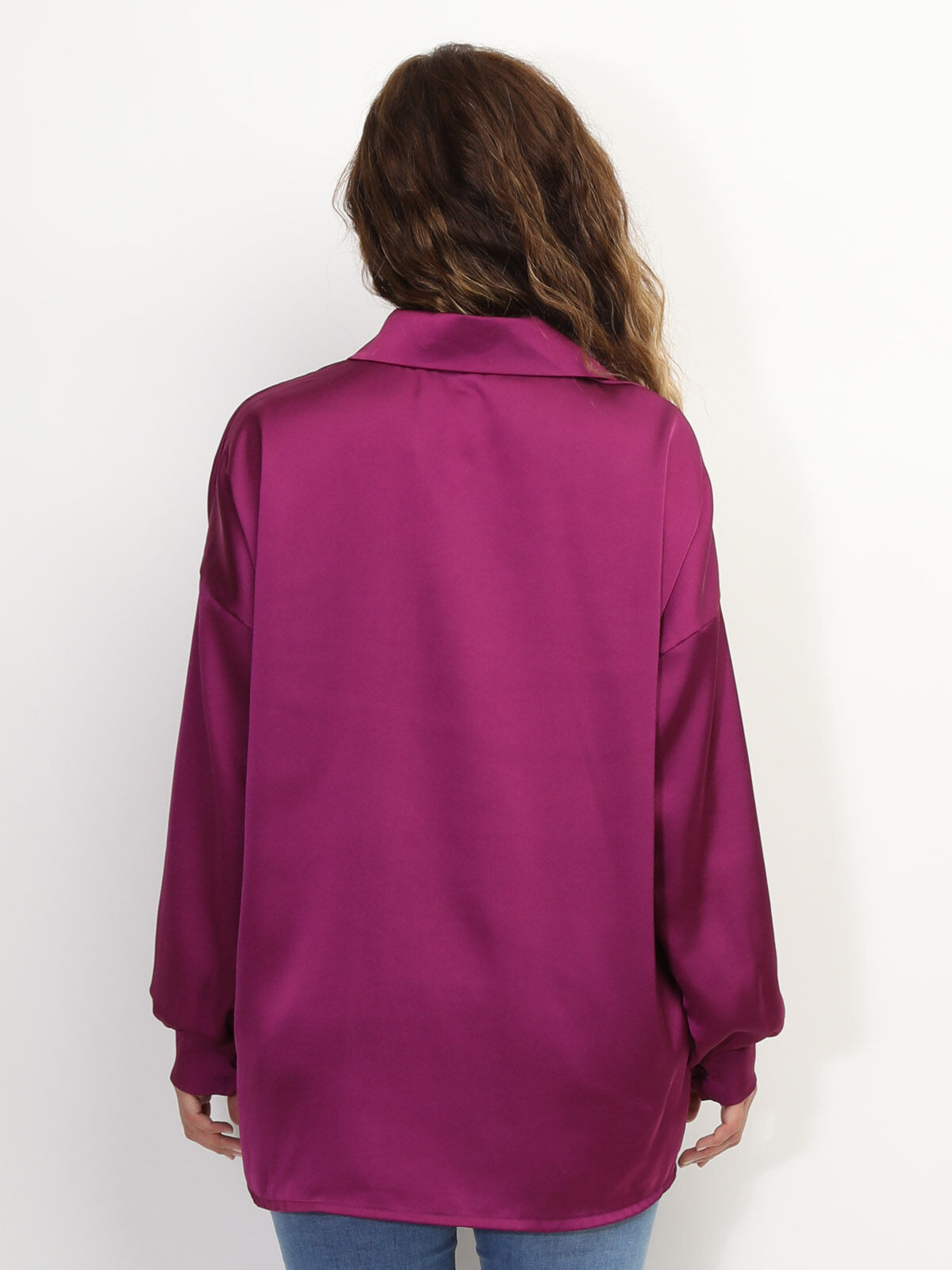 Chemise ample et satinée- Fuchsia foncé