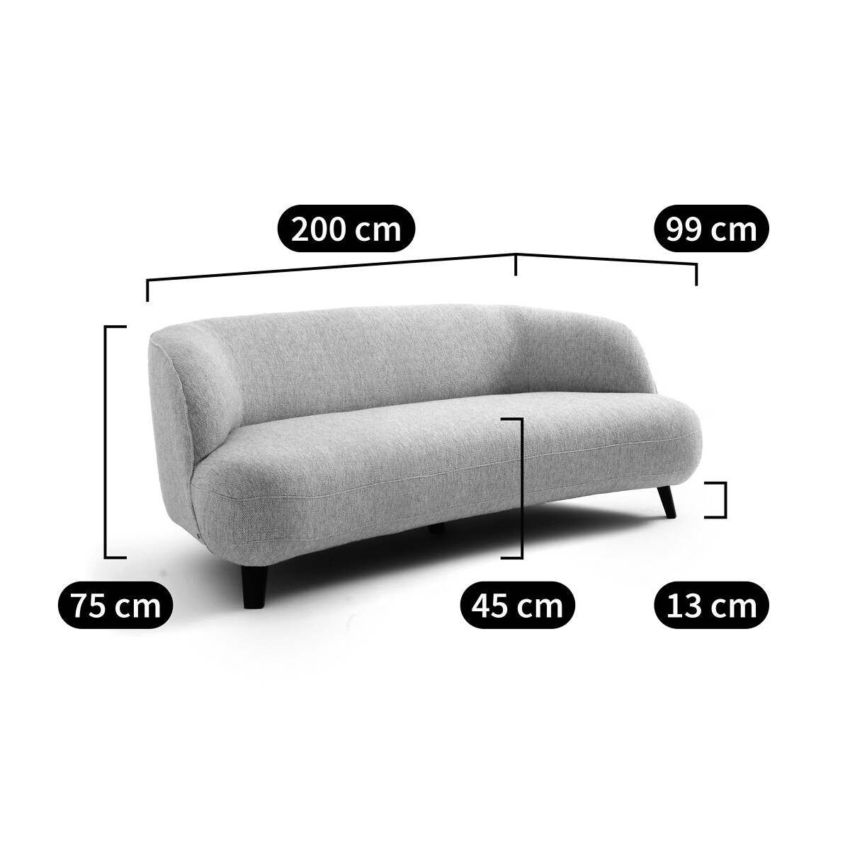 AM.PM<br>Sofá de 3 lugares em linho aveludado, Rosebury