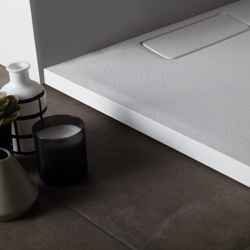 Moderne structuurdouchebak 70x90 cm in mat wit | Mart