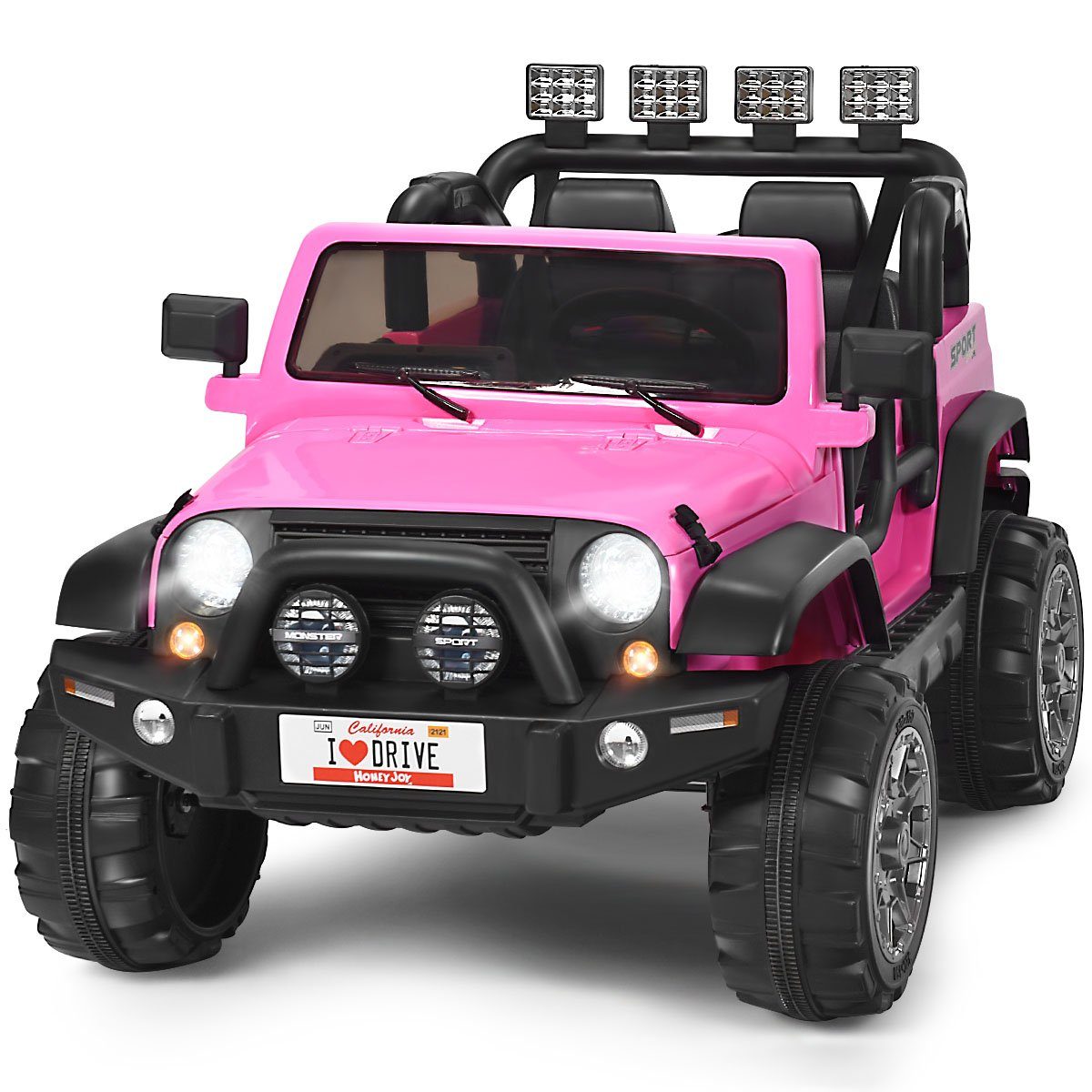 Jeep elétrico de 2 lugares com 3 velocidades, rosa