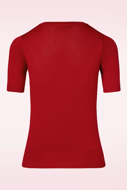 Mak Sweater Julie top met bloemenprint in lippenstiftrood