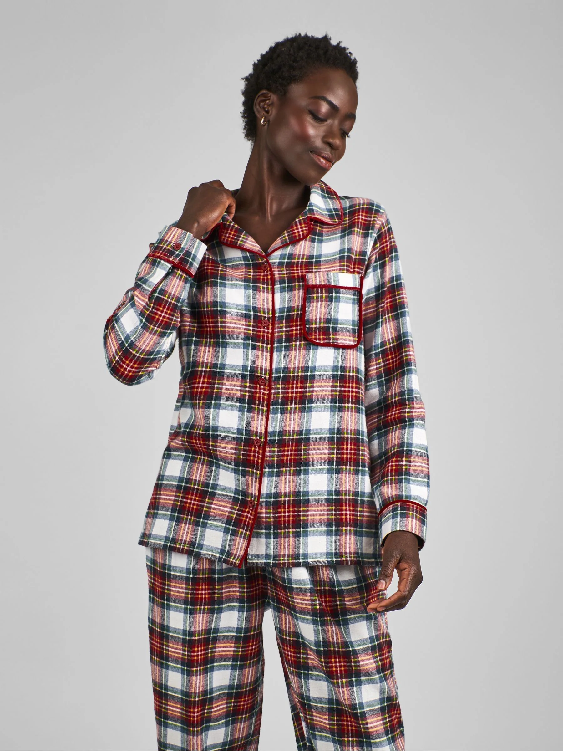 JoJo Maman Bébé Women's Check Woven Pyjama Set