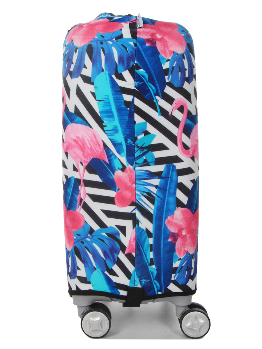Housse de valise Periea Black & White Stripes with Flamingos S