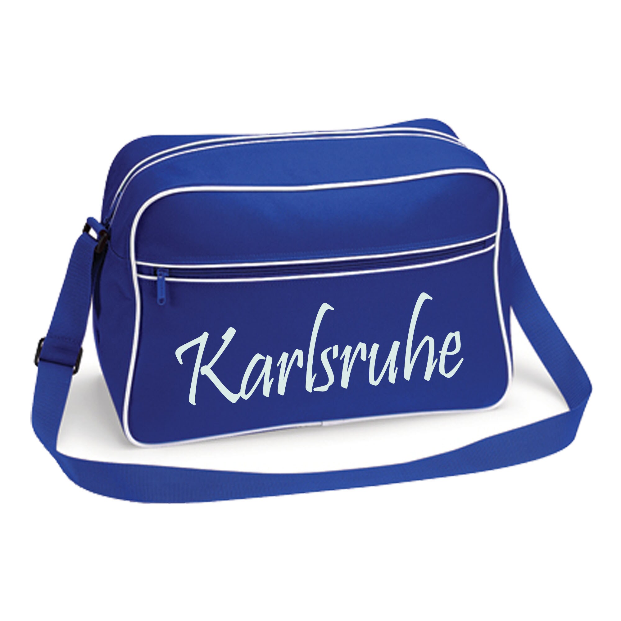 multifanshop® Retrotasche - Karlsruhe - Schriftzug - Druck weiß