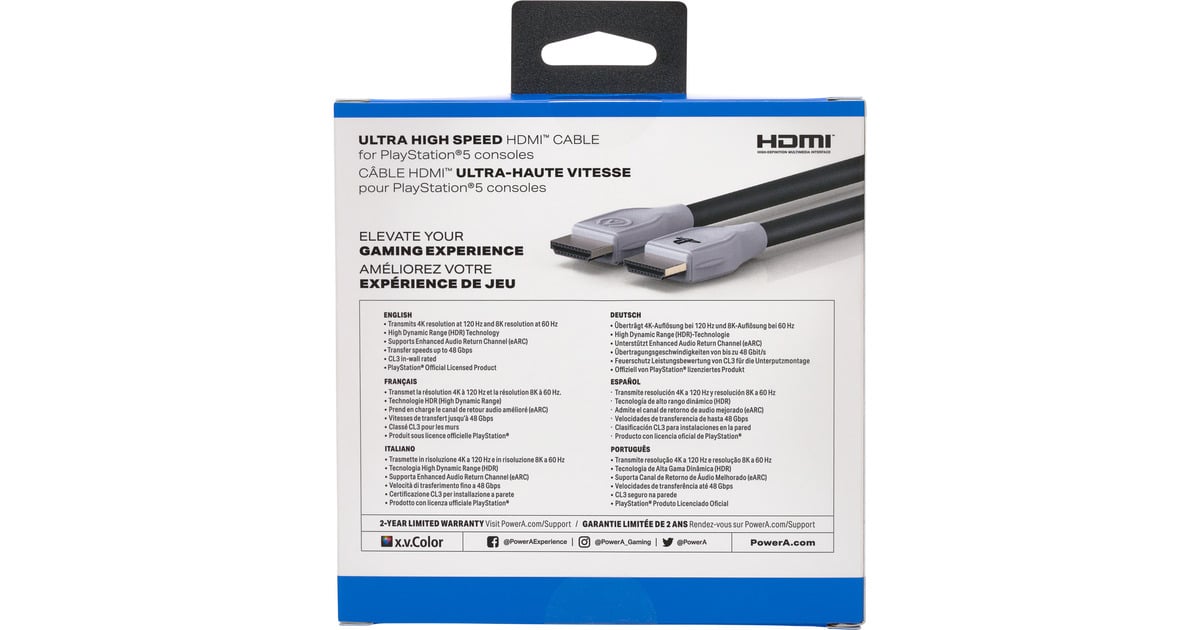 PowerAUltra High Speed HDMI-kabel voor PlayStation 5, 3 meter  (Zwart/wit)