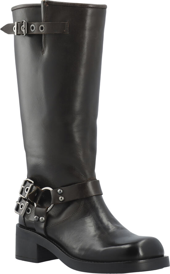 Bianco BIAHARPER Bikerboot Pull Up Leather Dark brown