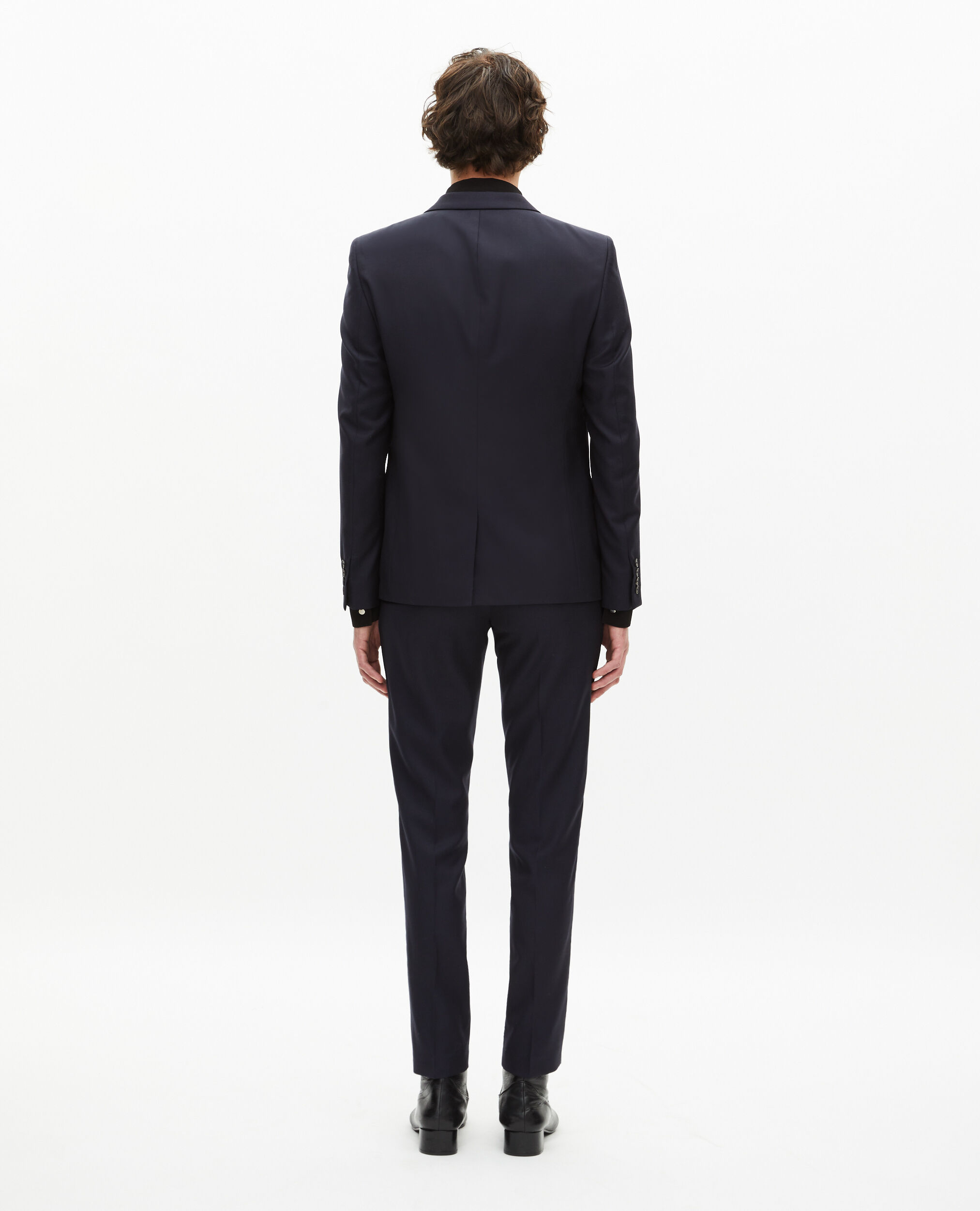 Veste de costume coupe droite en laine bleue