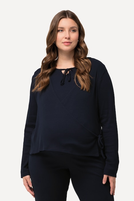 Bellieva Wickeljacke, Regular Fit, Rippjersey, V-Ausschnitt, Langarm