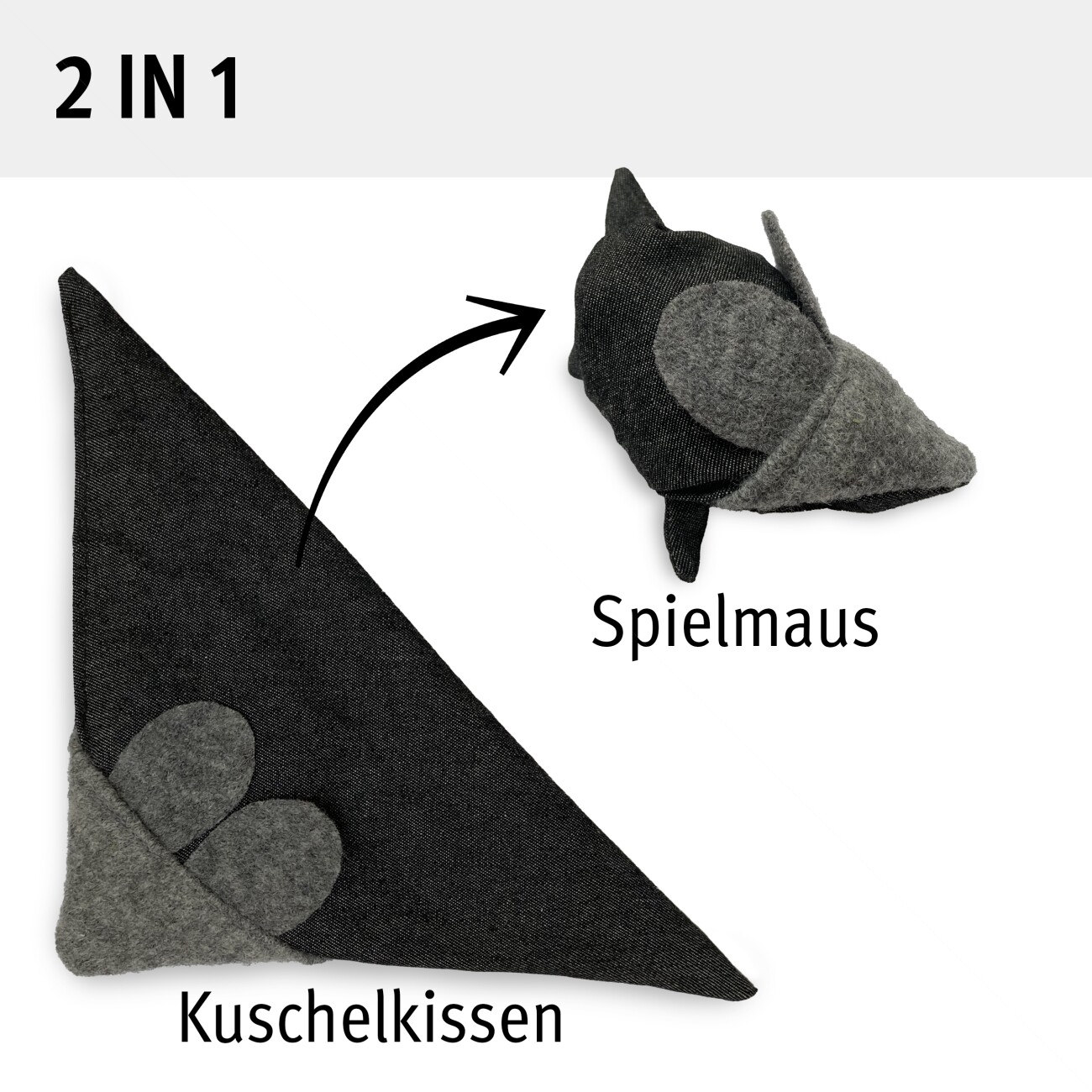 Kater Kasimir Mausbert Deluxe - Die 2-in-1 Spielmaus für Katzen, handgemacht aus BIO-Baumwolle mit BIO-Katzenminze-, BIO-Baldrian- und Matatabi-Füllung