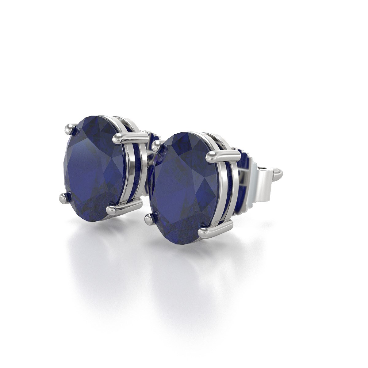 Boucles d'oreilles ADEN Saphir Forme Ovale sur Argent 925 1.6grs