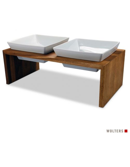 Wolters Foodstation Meshidai Double Teak&Wit - Hondenvoerbak