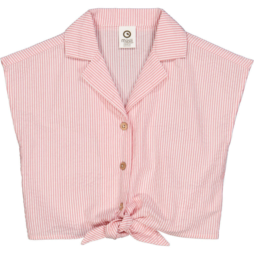 Køb Müsli Balsam Cream/ Bubblegum Seersucker Stripe Crop Skjorte