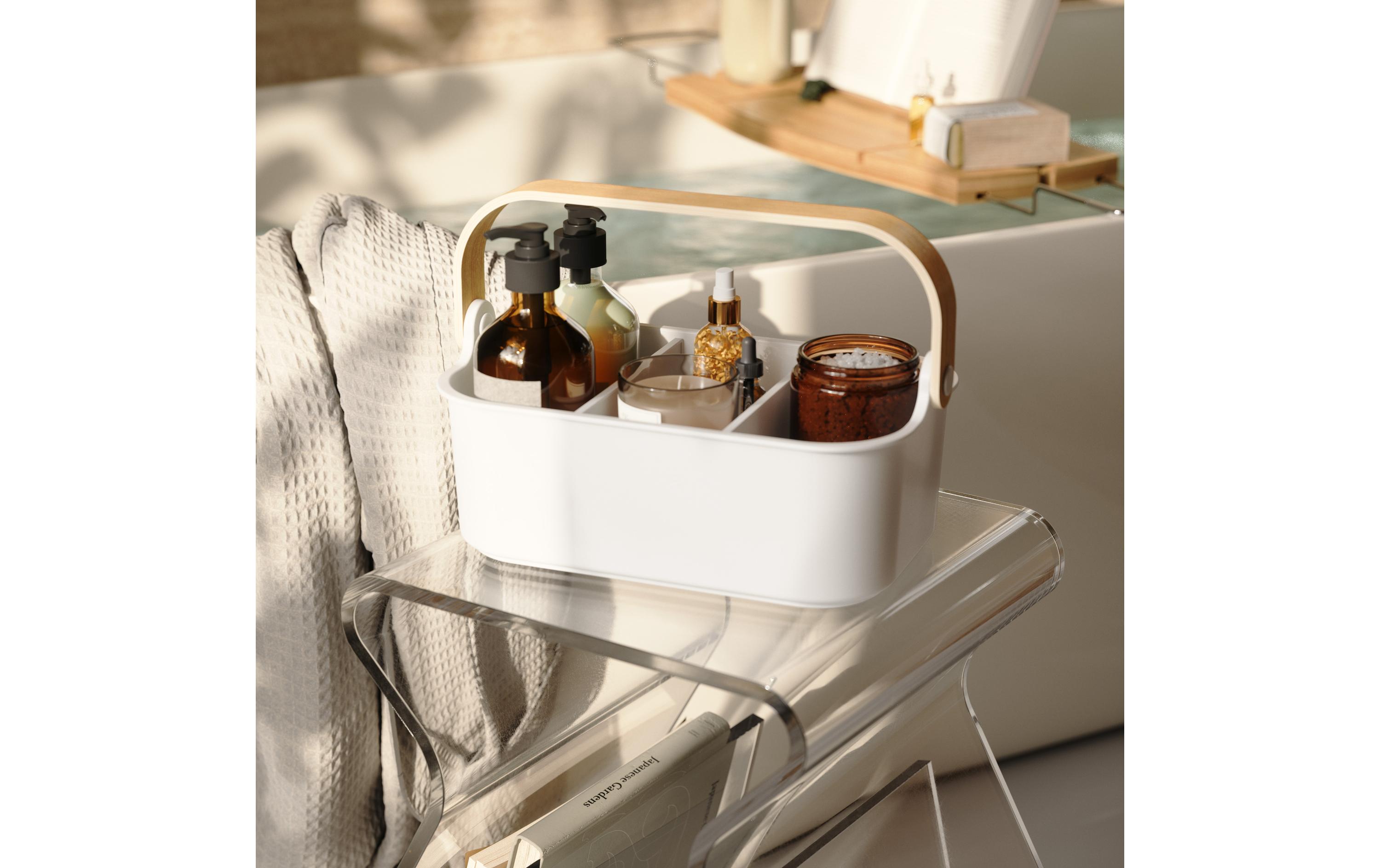 Aufbewahrungsbox Bellwood 28 x 13 cm, Nature/WeissStapelbarer Organizer mit entnehmbaren Trennwänden