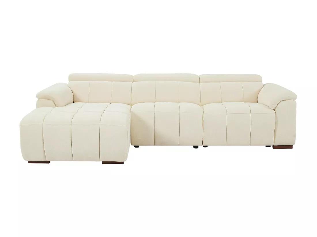 Canapé d'angle gauche relax électrique en tissu beige MOLPICA