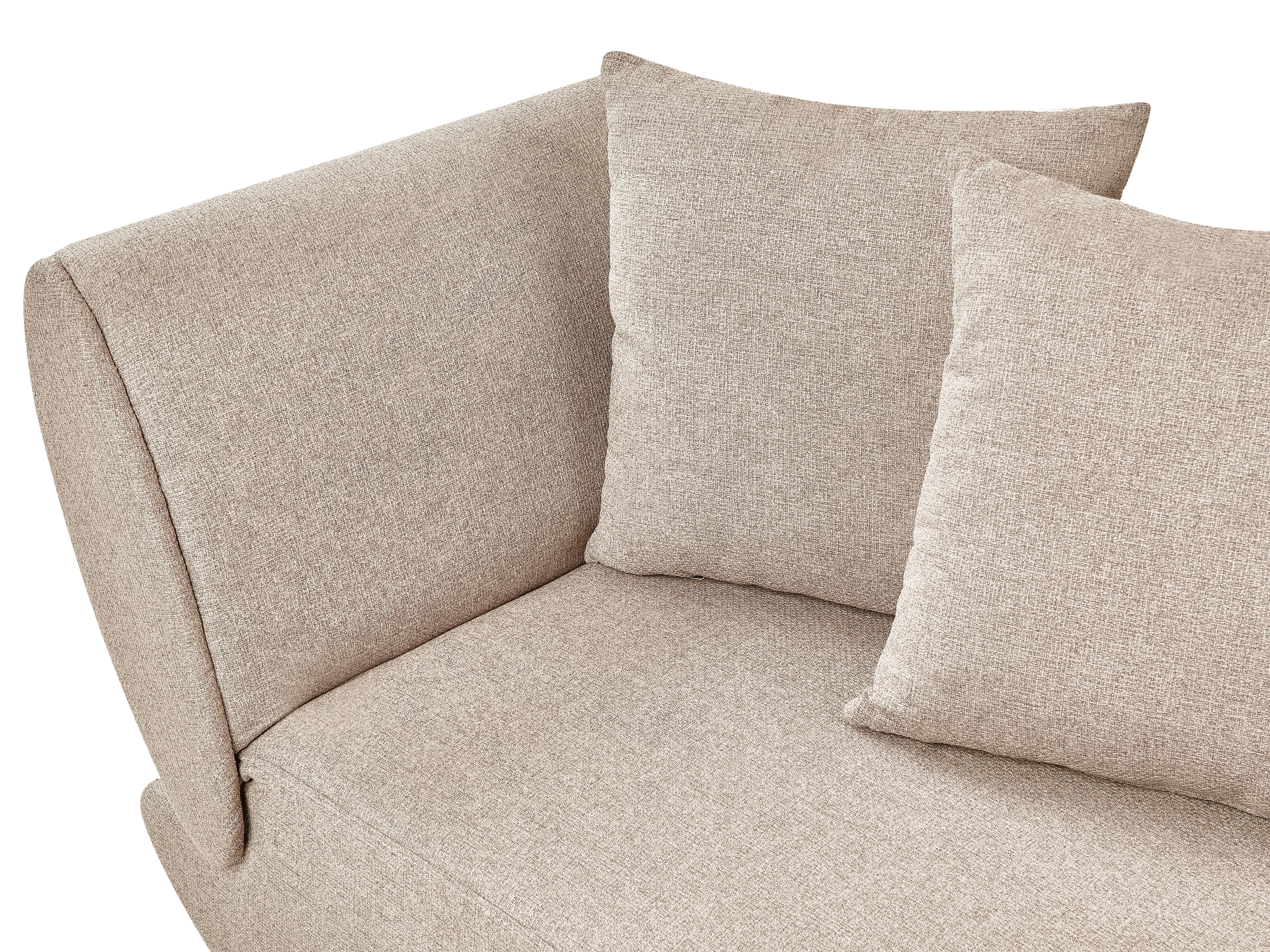 Linkszijdige chaise longue MERI Kunstlinnen Lichtbruin met opbergruimte