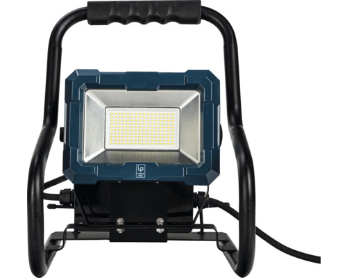 LUMAK PRO LED werklamp met statief IP54 50 W 8250 lm 6500 K Stroomkabel 3G1,5 mm² H07RN-F 5,0 m met stekker + 2x USB-uitgang + 1x geaard stopcontact