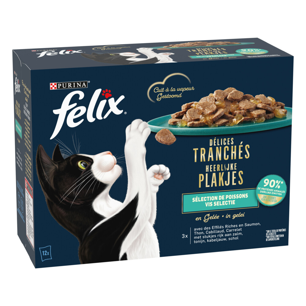 Felix Heerlijke Plakjes in Gelei Selectie Vis12 x 80 gr