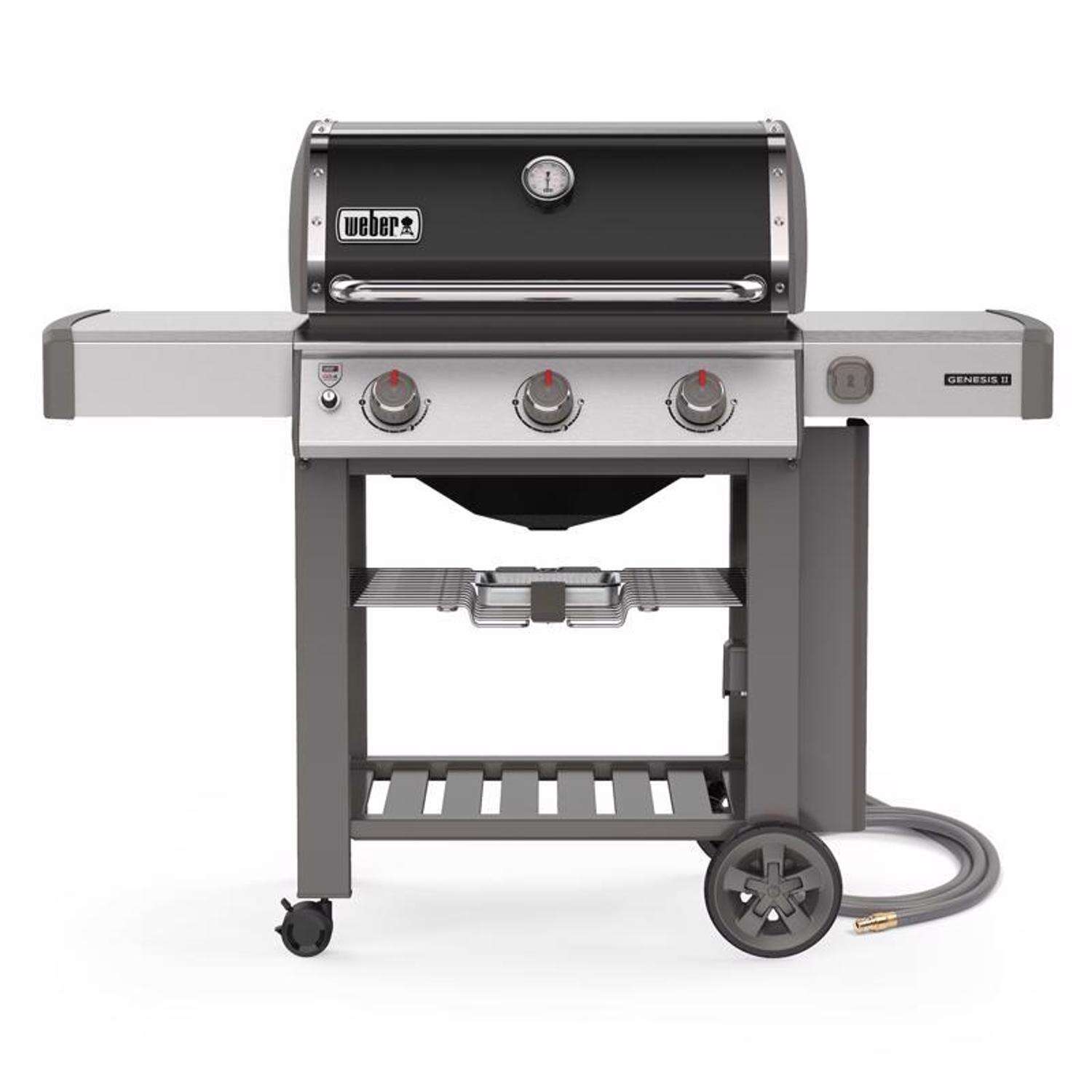 Churrasqueira a gás natural Weber Genesis II E-310 com 3 queimadores, preta/prateada