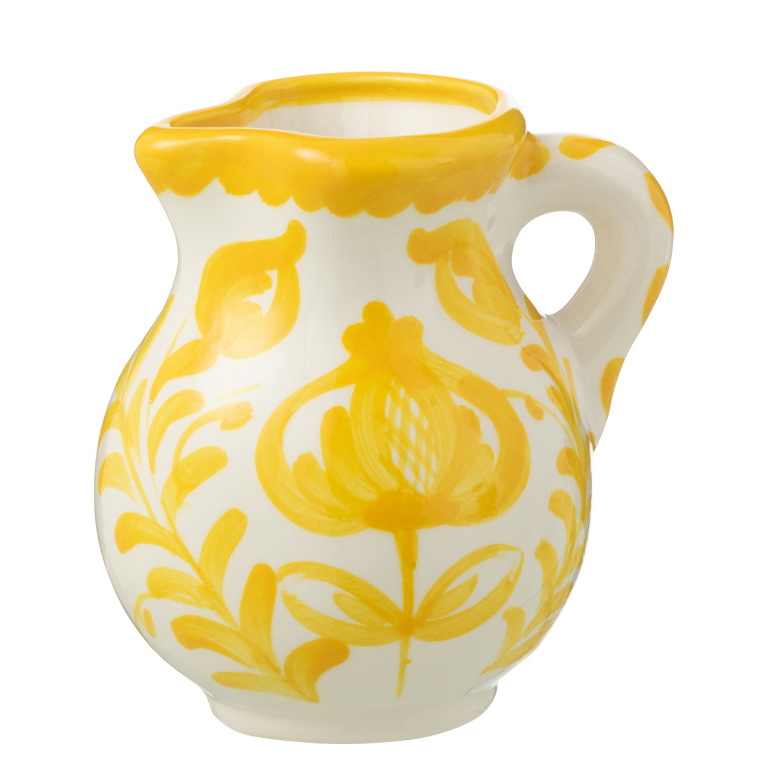 J-Line kruik Granada - keramiek - wit|geel - small