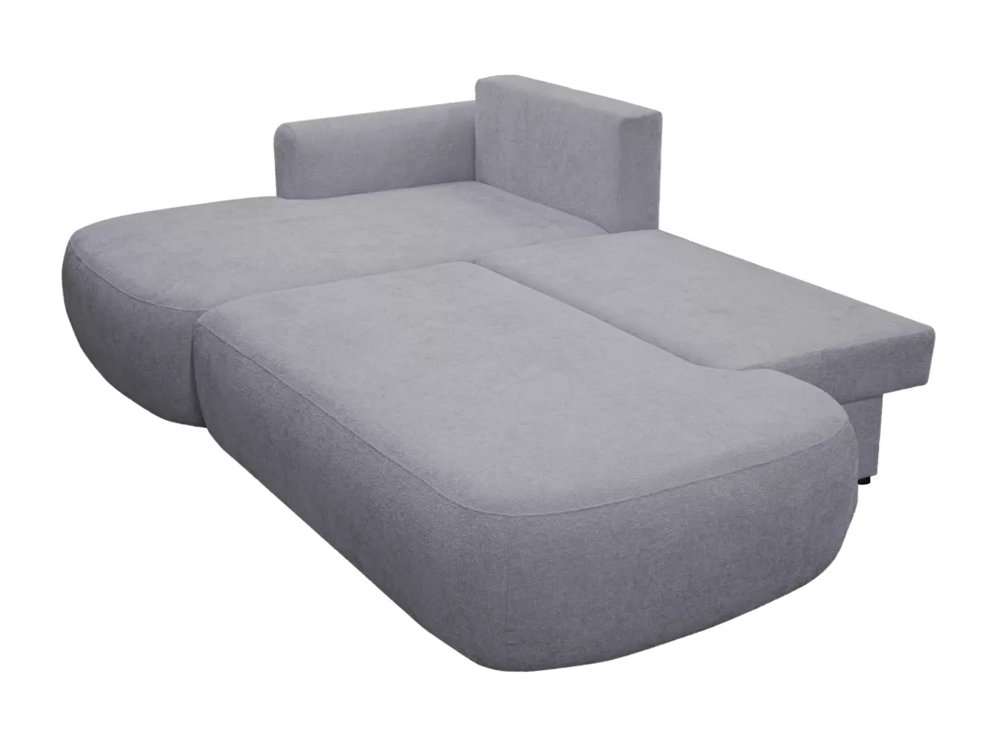 Canapé d'angle gauche convertible en tissu texturé gris BROCARO de Maison Céphy